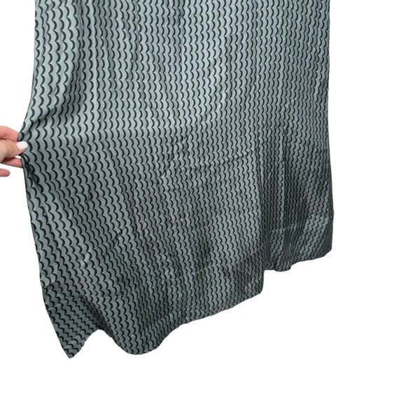 ASCENO 100% Silk Button Up Long Shirt Dress Long Sleeve Sz XS Agave Wave Printed - Picture 10 of 12